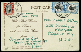 Ref 1715 - 1954 Postcard Birds "Crested Cranes" 35mm. Rate To USA - Khartoum Postmark - Soudan (1954-...)