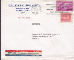 Cuba LA CASA BELGA Via PAN AMERICAN WORLD AIRWAYS Label 'Buy Cuban Cigars' HABANA 1961 Cover Brief Lettre KÖLN Germany - Luftpost