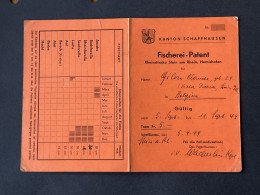 Kanton Schaffhausen  Fischerei Patent 1949 - Lidmaatschapskaarten