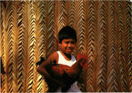 PC PHILIPPINES, BOY HOLDING PRIZED GAMECOCK, Modern Postcard (b60252) - Filippine