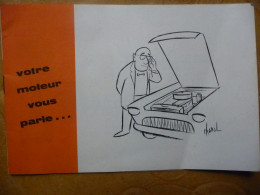 Publicité Avec Dessins Humoristiques LABO "votre Moteur Vous Parle" Années 60 - Auto's