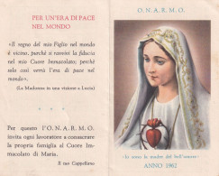 Calendarietto - O.n.a.r.m.o. - Cuore Immacolato Di Maria  - Anno 1962 - Formato Piccolo : 1961-70