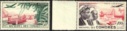 Comores Poste Aérienne 1950 Y&T N°PA1 Faubourg De Mutsamudu 50f PA2 Mosquée De Moroni 100f MNH** - Posta Aerea