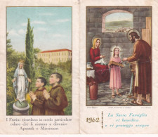 Calendarietto - Pia Opera Dei Fratini - Roseto Serafico - Rovigo - Anno 1962 - Formato Piccolo : 1961-70