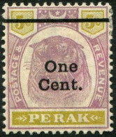 MALAISIE - PERAK  - Tigre (Panthera Tigris) Surtaxé D'un Cent. - Perak