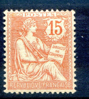 050425 TIMBRE FRANCE MOUCHON N° 125    Neuf* Trace Rouge Sur La Gomme - 1900-02 Mouchon