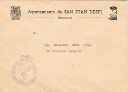 58562. Carta Franquicia Ayuntamiento SAN JUAN DESPI (Barcelona) 1957. Dimision De Concejal - Briefe U. Dokumente