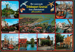 Greetsiel Zwillingsmuehlen Hafen Hafenstrasse Fliegeraufnahme Markt Kutterregatt - Krummhörn