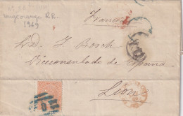 LETTRE. ESPAGNE. 3 NOV 69. CORUNA. VALENCIA. J.PAMPLO E HIJO. 12c. Yv 88b. ROUGE-ORANGE. POUR LYON. MADRID. PARIS GARE - Briefe U. Dokumente