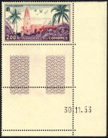 Comores Poste Aérienne 1950 Y&T N°PA3 Mosquée D'Ouani, à Anjouan 200f Coin Daté MNH** - Posta Aerea