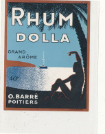 1265 A   -   ETIQUETTE  -   RHUM  DOLLA  O. BARRE  POITIERS - Rhum