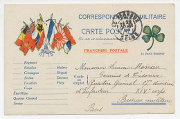 Military Service Card France 1914 Flags - Allies Postcard - Four-leaf Clover - WWI - Altri & Non Classificati
