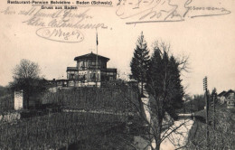 Baden - Pension Belvédère - Restaurant- Gruss Aus Baden - Cachet Au Dos - Suisse Switzerland Schweiz - Baden