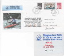 2002 Championnats Du Monde De Canoë-Kayak Slalom à Bourg Saint-Maurice 73: Entier Postal + Billet Entrée - Canoe