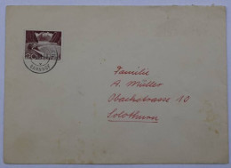 Lettre Suisse 1958 Vers Solothurn Affranchie Helvetia Avec Décoration Dos - Briefe U. Dokumente