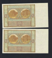 POLONIA-POLAND -BANK POLSKI 2 BANCONOTE CONSECUTIVE 50 ZLOTYCH 01/09/1929 P.71 - Pologne