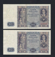 POLONIA- 20 ZLOTYCH 11-11-1936 COPPIA CONSECUTIVA QFDS AUNC POLAND P77 - Pologne