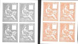 Epreuves Couleur Blocs De 4 Des Mouchon (n°114 117) Sans Valeur Tirées Du Poinçon Original Conservé Au Musée De La Poste - 1900-02 Mouchon