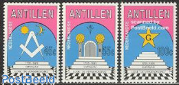 Netherlands Antilles 1985 Freemasonry 3v, Mint NH, Various - Freemasonry - Freemasonry