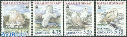 Greenland 1999 WWF, Snow Owl 4v Fluorescent Paper (from Sheet), Mint NH, Nature - Birds - Owls - World Wildlife Fund (.. - Ongebruikt