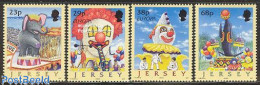 Jersey 2002 Circus 4v, Mint NH, Nature - Performance Art - Elephants - Circus - Circus