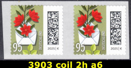!a! GERMANY 2025 Mi. 3903 MNH Horiz.PAIR (a6) Coil (self-adhesive) - World Of Letters: Envelope W/ Orange Milk Star - Ongebruikt