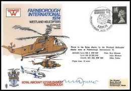 1135 Lettre Airmail Cover Grande Bretagne Great Britain Helicopters 1974 Signé (signed) Pilots - Helicopters