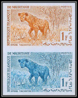 94009d Y&t N°165 Hyena Hyène Animaux Animals 1963 Mauritanie Essai Proof Non Dentelé Imperf Paire ** MNH - Félins