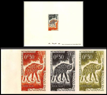 94001b Y&t N°165 Hyena Hyène Animals 1963 Mauritanie Essai + Epreuve Deluxe Proof Non Dentelé Imperf Bande De 3 ** MNH - Félins