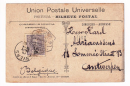 Bilhete Postal 1906 Portugal Lisboa Lisbonne Anvers Antwerpen Belgique Karel - Covers & Documents