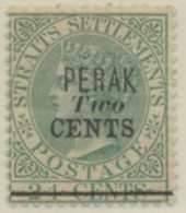 MALAISIE - PERAK  -  Straits Settlements Surimprimé « PERAK Two CENTS » Et Barre - Perak