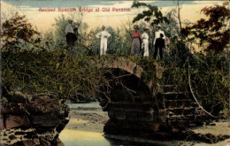 CPA Ancon Panama, Antike Spanische Brücke, Menschen Auf Der Brücke, üppige Vegetation - Panama
