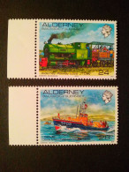 Timbres Neufs D'  Aurigny :  Train, Bateau / Mint Stamps From Alderney : Train, Boat 1993 - Alderney