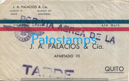 244143 EQUATOR ECUADOR GUAYAQUIL COVER CANCEL TARDE CIRCULATED TO QUITO APARTADO Nº 95 NO POSTAL POSTCARD - Equateur