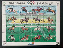 Libye Libya 1984 Mi. 1411 - 1426 Bogen Sheet Riding In Jamahiriya Cheval Horse Pferd Phila Korea Olympic Games - Libye