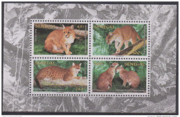 Sénégal 1997 WWF Chat Doré Golden Cat Fauna Faune Afrikanische Goldkatze Mi. Block Block Sheetlet 76 RARE MNH - Félins