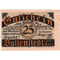 Allemagne, Ballenstedt, 25 Pfennig, 1920-09-28, SUP - Monetary /of Necessity