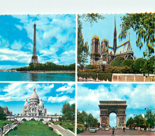 CPM Paris Et Ses Merveilles Tour Eiffel Cathedrale Notre Dame Basilique Du Sacre Coeur - Eiffelturm