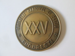 Medaille Roumanie:Cabinet Municipal Communiste Bucarest 25 Ans/Romanian Medal:Communist Municipal Cabinet 25 Y.,dm=60 Mm - Other & Unclassified