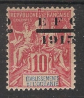 OCEANIE - 1915 - N°YT. 38 - Type Groupe EFO 10c Rouge - VARIETE Surcharge à Cheval - Neuf* / MH VF - Neufs