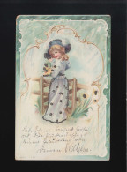 Mädchen Mit Blumen Hut Zaun Ornamente, Charlottenburg /Münster 7.+8.12.1900 - Hold To Light
