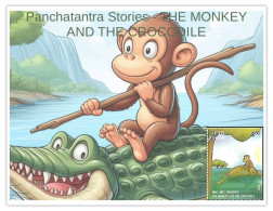 India 2001 STORIES OF PANCHTANTRA STORIES - THE MONKEY AND THE CROCODILE MINT/BLANK PPC Maxim/Picture Post Card As Scan - Apen
