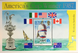 Solomon Islands 1987 Americas Cup Winners Minisheet MNH - Salomon (Iles 1978-...)