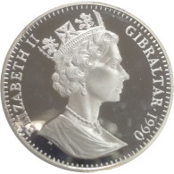 Silver Proof Coin, Elizabeth II Gibraltar 1990. 1 Crown – World Cup Italy (Football) (250427 1353) - Gibilterra