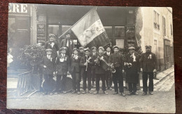 Rare Carte Photo St Gaultier Café Du Centre Torset Fanfare Commune De MIGNE Conscription - Sonstige & Ohne Zuordnung