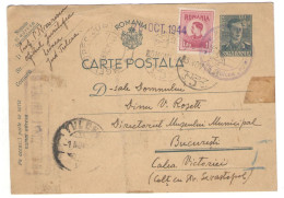 WW2 CORRESPONDENCE, TULCEA 6 CENSORED, KING MICHEL  POSTCARD STATIONERY,  1944, ROMANIA - WW2