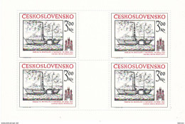 TCHECOSLOVAQUIE 1982 Brattislava, Bateau à Vapeur FEUILLE DE 4 Yvert 2499, Michel 2677 KB NEUF** MNH - Ungebraucht
