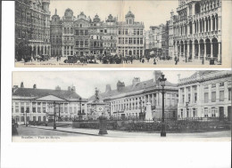 Lot 2 Cartes Postales Anciennes DOUBLES Bruxelles  Attelages - Places, Squares