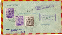 CARTA CERTIFICADA  CORREO AEREO1951  BARCELONA A  AMSTERDAM - Briefe U. Dokumente