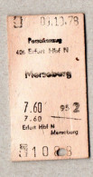 A08] BRD -  Gebr. Pappfahrkarte - Erfurt Nach Merseburg (1978) - Europe